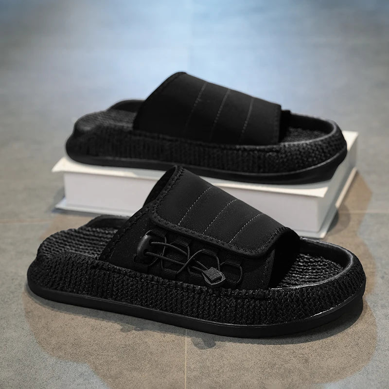 Men's slip on casual slippers summer breathable lightweight outdoor beach shoe soft sole non slip comfort youth fashion slippers