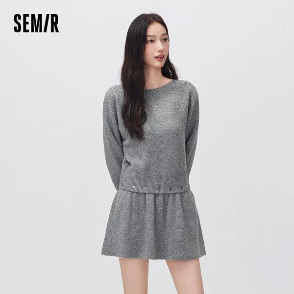 អាវយឺតប៉ាក់ Semir សម្រាប់នារី អាចដោះចេញបាន រចនាបថតិចតួចបំផុត ឆ្នាំ២០២៦ សម្លៀកបំពាក់រដូវរងាថ្មី ពាក់ប្រចាំថ្ងៃ រចនាបថទីក្រុង ធម្មតា អាកាសធាតុត្រជាក់ ស្រទាប់