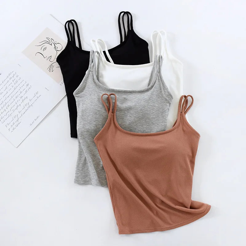 New Modal Soft Sleepwear Top for Women Breast Pad Sexy One Piece Pajamas Sling Sleeveless Vest Bottoming Wear Night Underwear