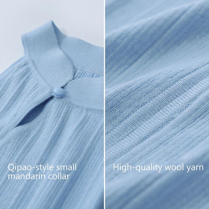 Amii Women Knit Top 2026 Summer New Chinese Style Halter Pullover Mandarin Collar Frog Button Sleeveless Slim Sweater 12622199