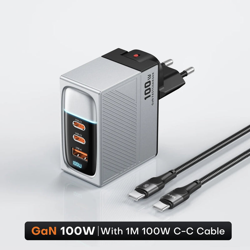 ឆ្នាំងសាក GaN 100W USB Type C សាកលឿន PD QC 4.0 3.0 ឆ្នាំងសាកលឿនសម្រាប់ iPhone 14 13 Pro Max Samsung S23 Xiaomi Macbook ថេប្លេត