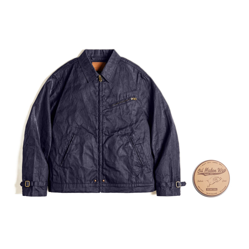 អាវក្រៅ Maden បុរស Vintage IV Oil Waxed Canvas Jacket Lapel Zipper Short Outerwear Classic Slim Fit for Men's Spring and Fall Jacket