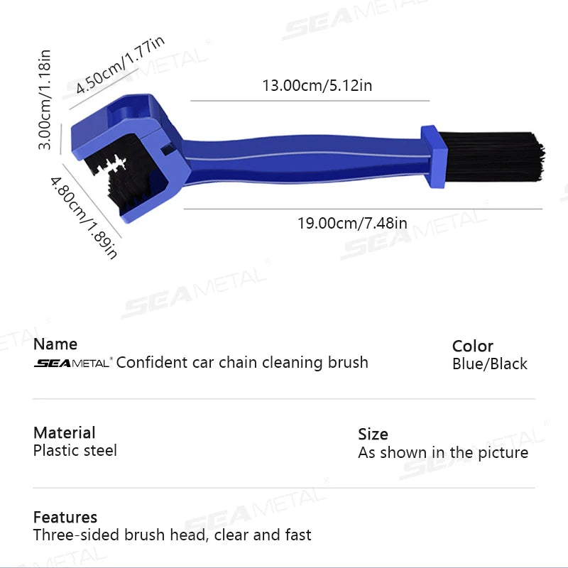 SEAMETAL Car Motorcycle Chain Brush Cleaner Plastic Bicycle E-bike Outdoor Scrubber Road Care Tools Car Motorcycle Parts