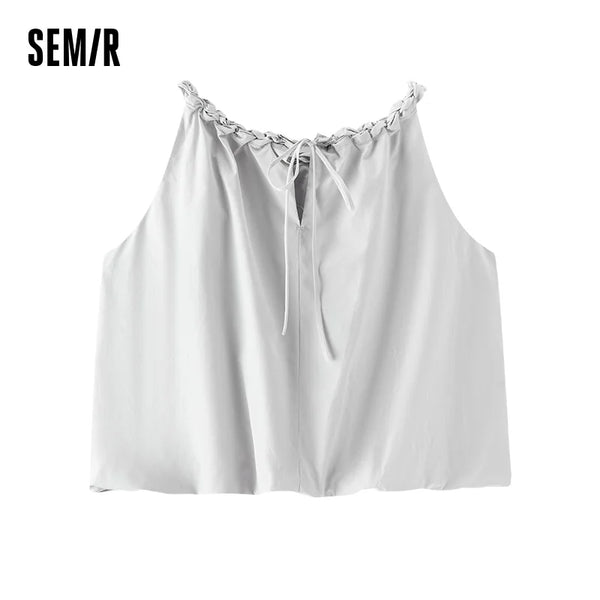 អាវខ្លី Semir សម្រាប់នារី រាងកអាវខ្លី រំយោល រលុង គួរឲ្យស្រលាញ់ សុភាព ទាន់សម័យ រដូវក្តៅ ឆ្នាំ២០២៦