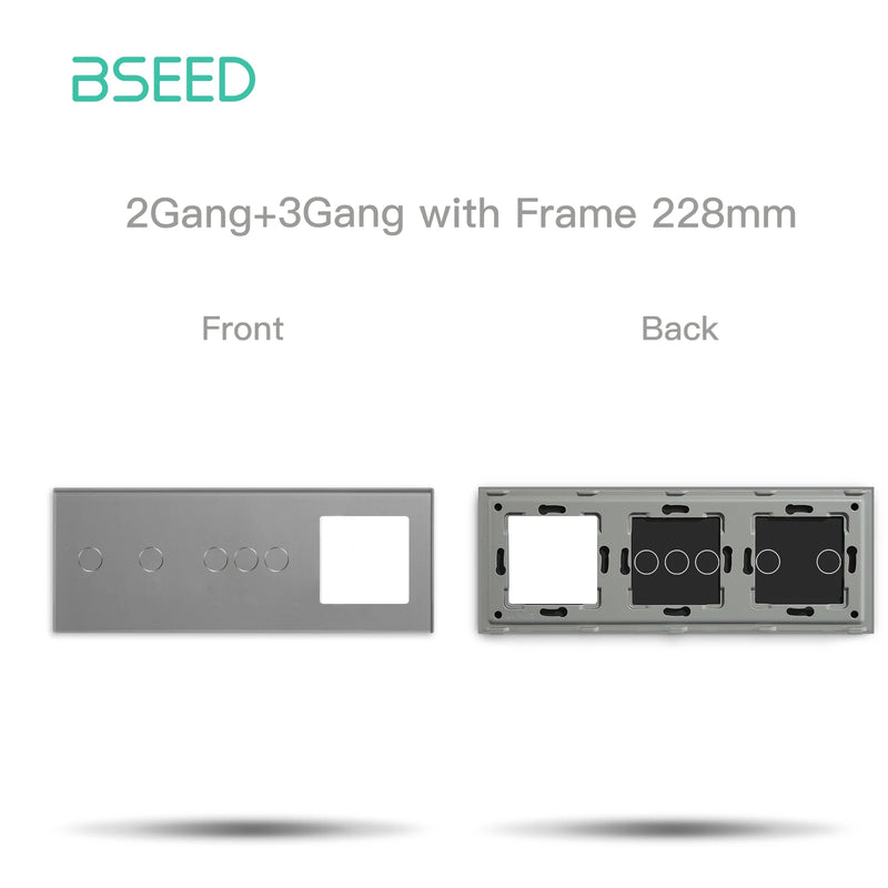 BSEED EU Standard Touch Light Switch Panel With Wall Socket Frames 228mm Metal Base Included Glass Frame Without Switch Part