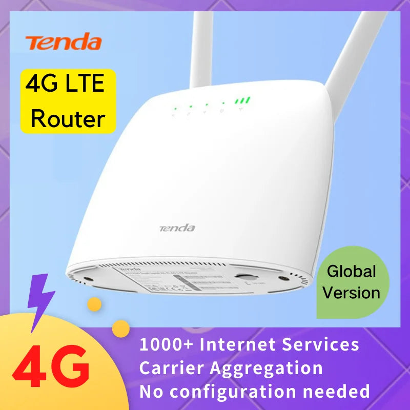 រ៉ោតទ័រ Tenda 4G ស៊ីមកាត AC1200 រ៉ោតទ័រឥតខ្សែ Hotspot អ្នកប្រើប្រាស់ 64 នាក់ 150mbps Beamforming រ៉ោតទ័រ Wifi 4G CAT4 CAT4 Carrier Aggregation