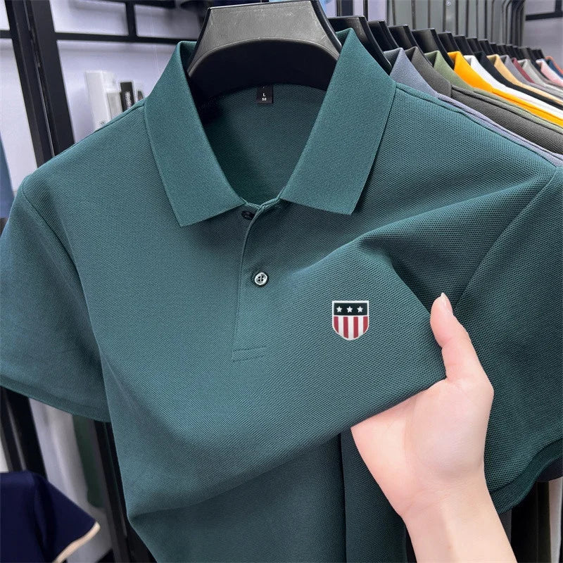 High-End Luxury Man T-Shirt Polo Shirt Lapel Button Pattern Printing Various Colors British Style Summer Leisure Golf Men's Wear