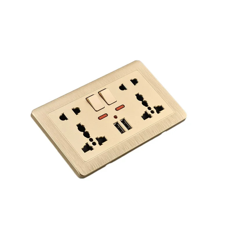 Depoguye White USB Plug Wall Sockets,Universal 10-hole Power Socket,  Sockets and Switches, Socket with Usb Charging AC110V-250V