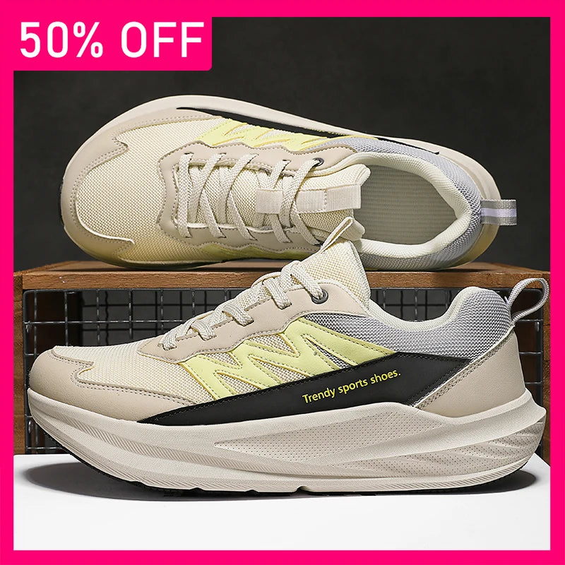 Men Sports Shoes Marathon Sports Breathable Light Wide Last Women Comfort Fashion Flat Bottomed Non Slip Casual Fitness Shoes