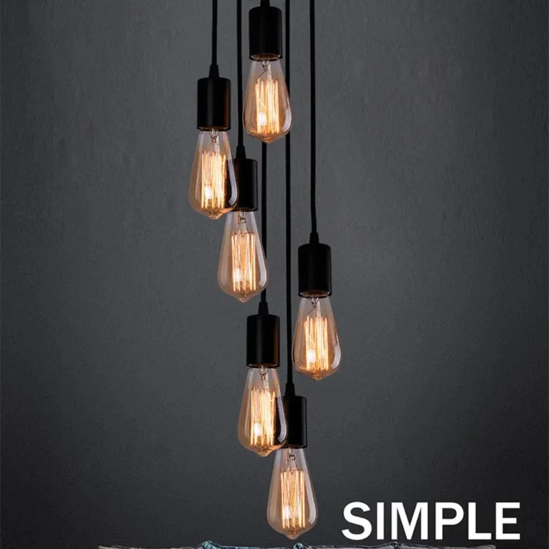 JOYON Black Chandelier Multi-Head Spider Ceiling Lamp E27 Cable Pendant for Restaurant Living Room Modern Lighting Industrial