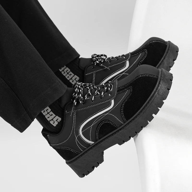 Men's Thick sole big head casual shoes four season breathable light soft-sole anti-slip outdoor walking shoes comfort board shoe