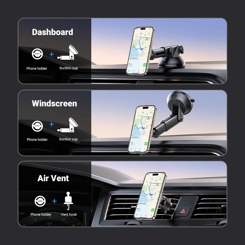 UGREEN Magnetic Car Phone Holder Dashboard Windshield Air Vent 3 in 1 Magsafe Car Phone Stand For iPhone 16 15 14 Pro Samsung Xi