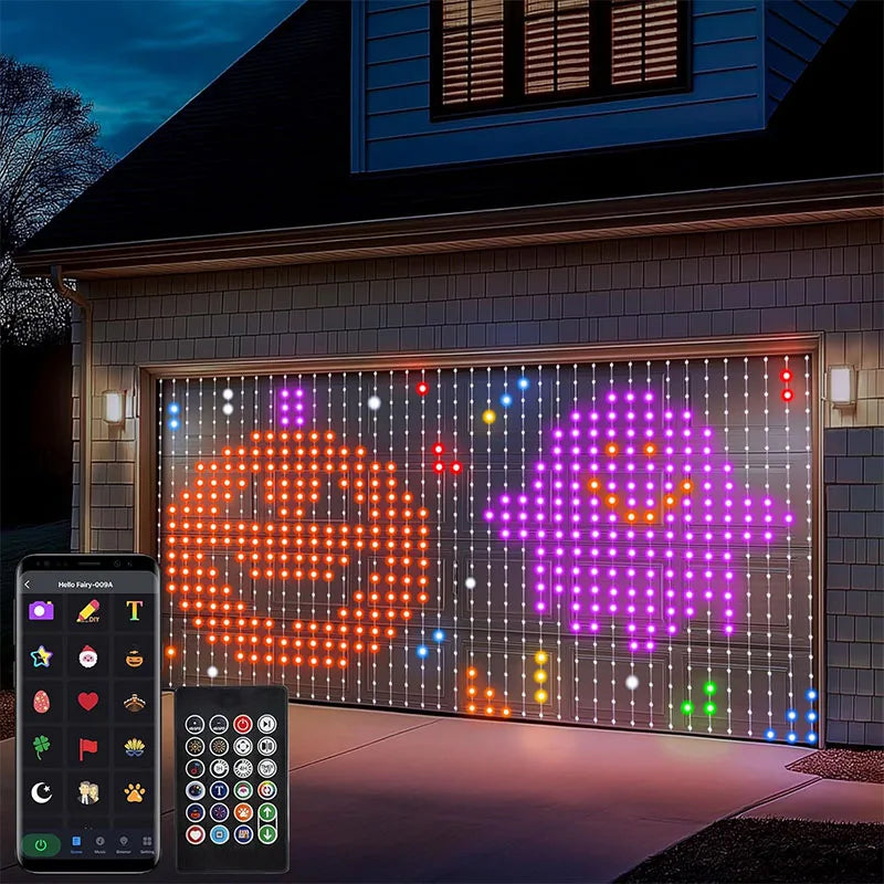 Smart Curtain Lights 400LEDs RGB Fairy Lights Bluetooth App LED String Remote Control DIY Music Sync Window Bedroom Party Decor