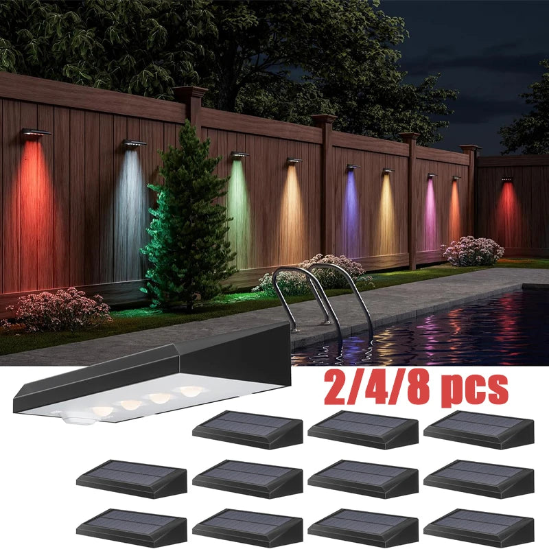 ចង្កៀងរបងសូឡា 2/4/8 PCS ការពារទឹកជ្រាប 4 LED សូឡា LED ក្រៅផ្ទះ ភ្លើងសួនច្បារ ផ្លូវលំ ទេសភាព របង ការតុបតែងជញ្ជាំង