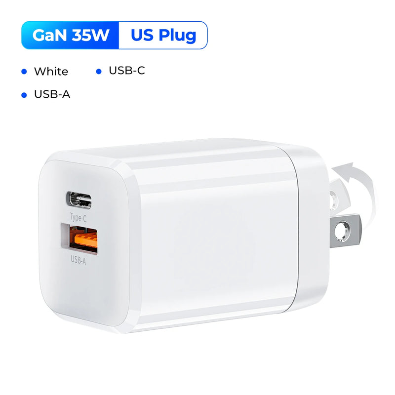 ORICO-fast charger with dual USB ports, mobile phone adapter, for iPhone, Samsung, Xiaomi, Huawei, 35W