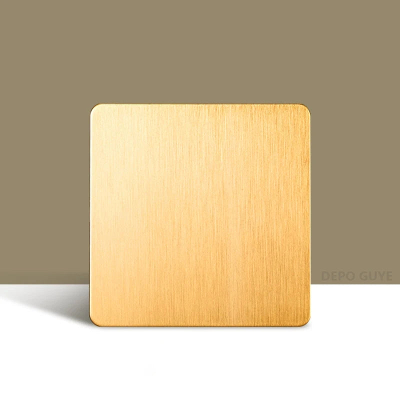 Retro Wall Light Toggle Switch Dual EU FR Socket Gold Stainless Steel Brushed Panel  Vintage Brass Lever For Home Improvement