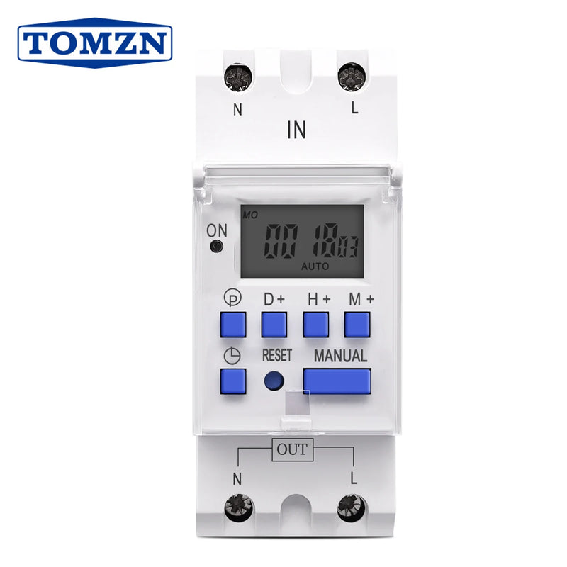 TOMZN AC 220V 230V 12V 24V 48V 16A New Type Din Rail Single Phase Weekly 7 Days Programmable Digital TIME SWITCH Relay Timer