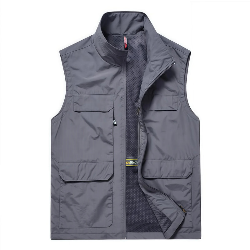 Men's Casual Multi-Pocket Jacket Summer Breathable Net Fishing and Photography Outerwear Business Advertising Vest