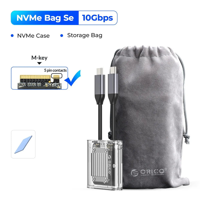 ORICO 2230 M.2 SSD NVMe Enclosure 10Gbps Case M.2 to USB Type C Transparent External Adapter PCIe SSD for Steam Deck PS SN750