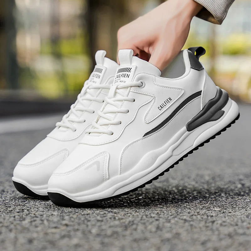 Mens Running Shoes 2025 Autumn New High-end White Thick Soled Sneakers Breathe Cushioning Outdoor Street Casual Sneakers for Men