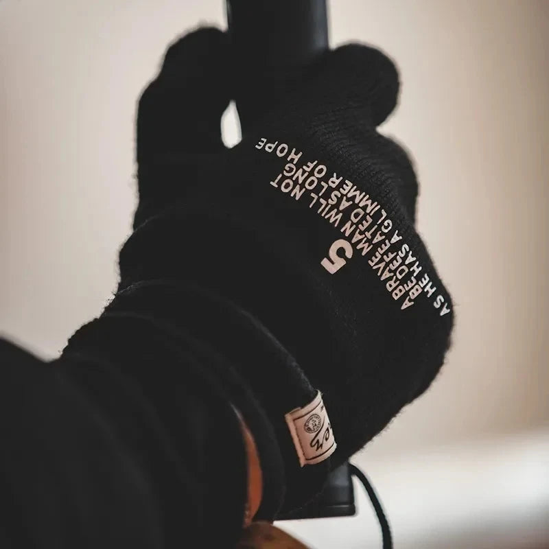 Maden Winter Warm Cycling Tactical Gloves Vintage Knitted Print Full-finger Gloves Business Autumn Warm Fashion Gift Gloves
