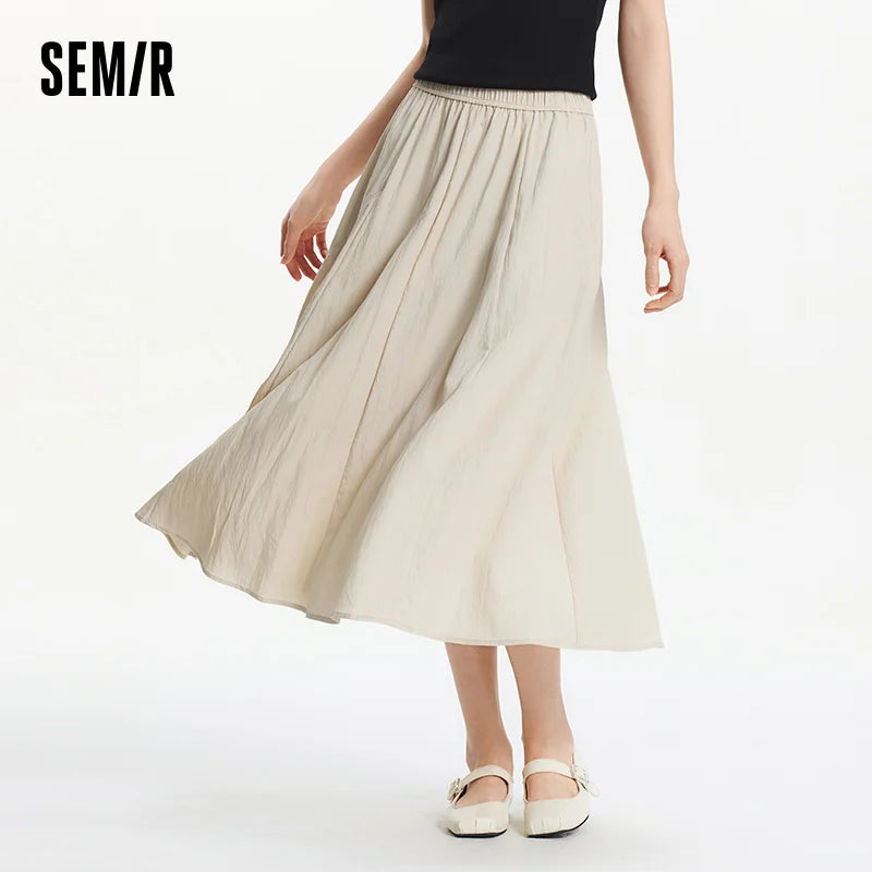Semir Womens Skirt 2026 Elastic Waist Draped Split A Line Tops Loose Casual Style Soft Elegant Comfortable Daily Wear
