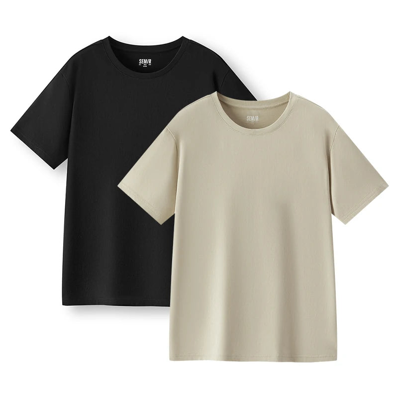 Semir Summer T Shirt For Men 2025 2 pcs per pack O Neck Stretch Solid New Tops Clothing Casual Tshirt Man Streetwear Cool Tee