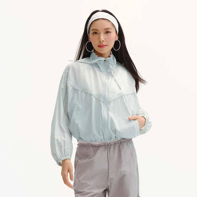 Semir Women Jacket UV Protection Cool Feeling Lace Trim Loose Lazy Style Casual Top 2026 Summer Wear