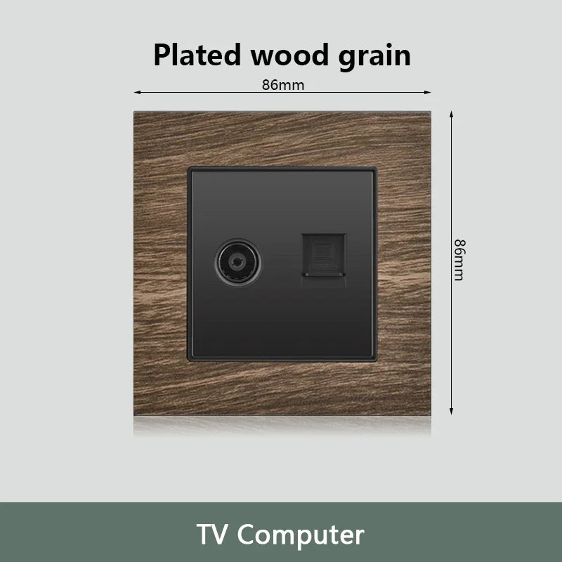 Retro Wood grain Wall Light Switch,18W Fast Type C Wall 220V Power Outlet plug,EU FR European Electrical socket with USB Charger