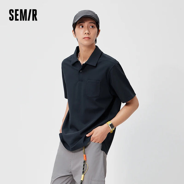 អាវប៉ូឡូបុរស Semir ឆ្នាំ២០២៦ ដៃអាវប៉ាក់រលុងបន្តិច មានអារម្មណ៍ត្រជាក់ ម៉ូដស្តេរ៉េអូបំបែក ធម្មតា ទន់
