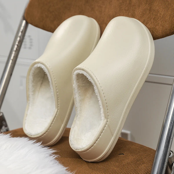 Men Women cotton slippers winter warm Plus velvet EVA slippers  waterproof non-slip Hotel chef work shoes walking cotton shoes