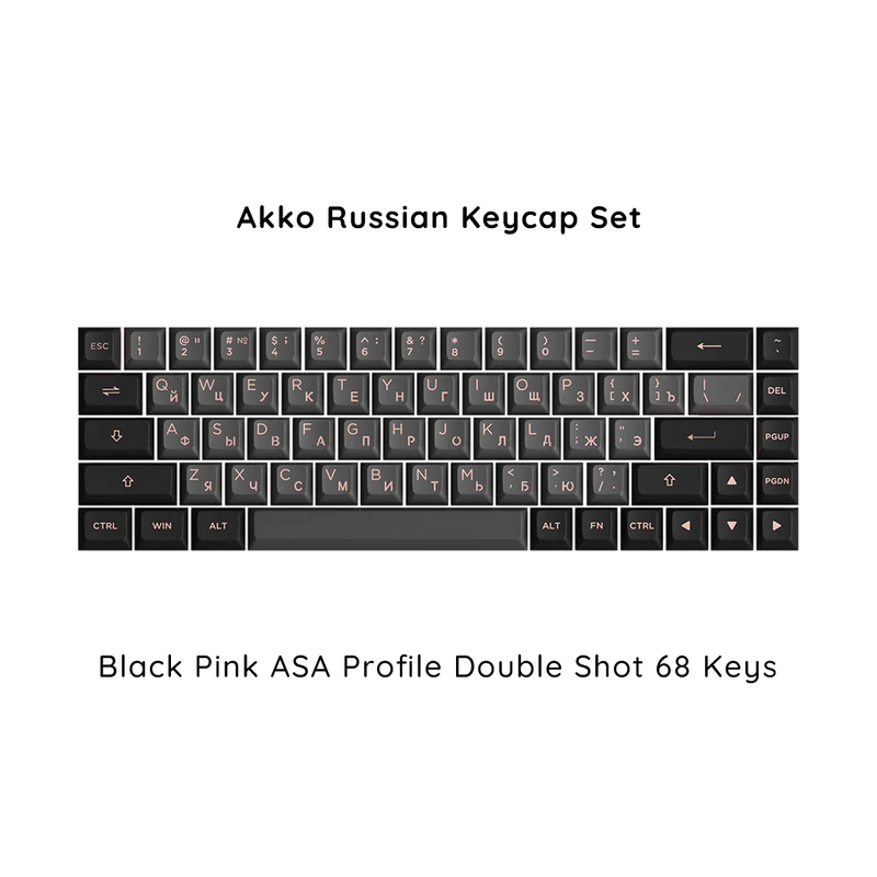 Akko Russian Keycap Set ASA/OEM/Cherry Profile 61 68 84 88 108 Keys Canned PBT Double Shot Mechanical Keyboard Cyrillic Keycaps