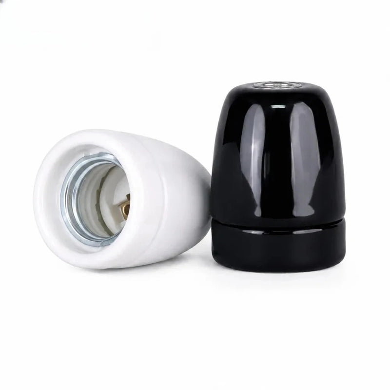 JOYINLED 1/10 ដុំ ប្រដាប់ទ្រចង្កៀងប៉សឺឡែន រន្ធ E27 ប្រដាប់ទ្រអំពូលភ្លើង រន្ធដោតអំពូលសេរ៉ាមិច ប្រដាប់ទ្រអំពូល 110-240V