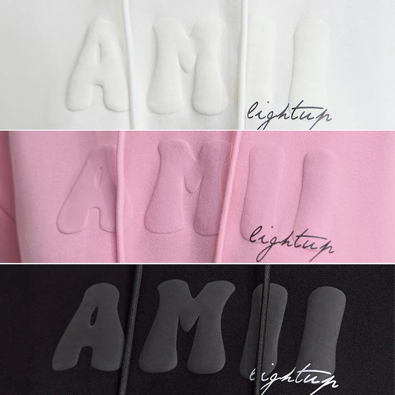 AMI Hoodies Woman 2026 Autumn New Casual Cotton Hooded Top Female Long Sleeves Versatile Knit Short Woman Sweatshirts 12543037