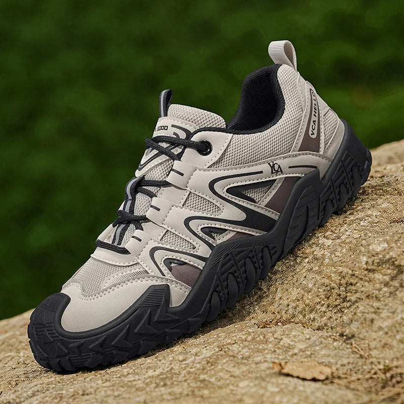 Men's mesh breathable casual hiking shoes four seasons light soft-sole comfort outdoor walking shoes fashion sports running shoe