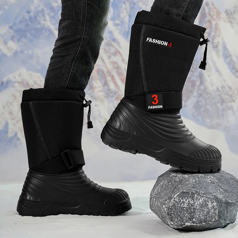 Men's snow boots winter non-slip warm plush Thick sole plus size high top boots fashion Joker outdoor sports casual cotton boots