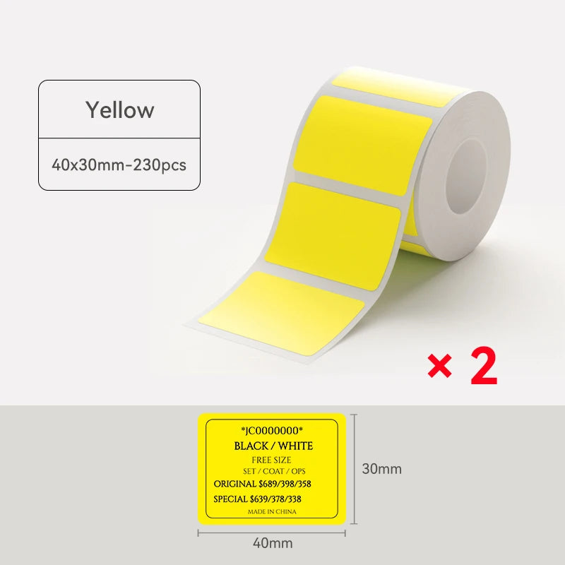 2 Rolls NIIMBOT B1 B21 B3S Thermal Label Clothing Price Food Self-adhesive Tag Waterproof Office Pocket Printer Label Paper