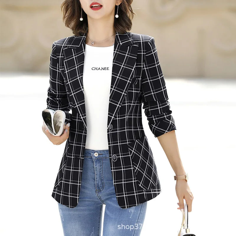 2026 New Women Red Long-sleeved Suit Jacket, Double-button V-neck Slim Coat, External Flip Cuffs Decoration Blazers. Asian Size