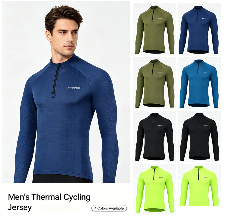 Men's Long Sleeve Reflective Cycling Jersey Slim Fit Quick Dry Breathable MTB Road Bike Shirt with Rear Pockets
