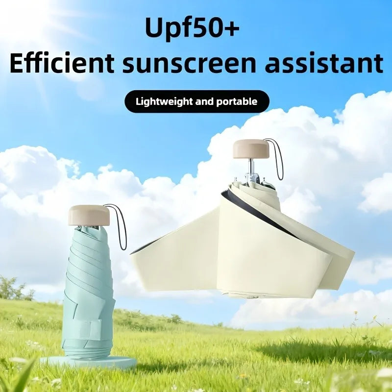 1pc 6 bones sunshane Umbrella Manual Opening And ClosingPerfect for Sun Protection And Portability for Commuting, Shopping