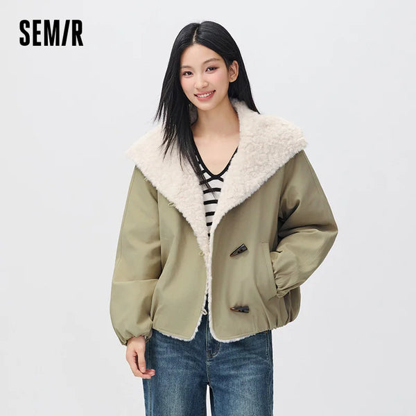 អាវក្រៅ Semir សម្រាប់នារី ដៃអាវ Raglan កអាវទន់ សមល្មម រចនាបថ Vintage ឆ្នាំ 2026 សម្លៀកបំពាក់ប្រចាំថ្ងៃរដូវរងាថ្មី រចនាបថធម្មតាសម្រាប់ទីក្រុង