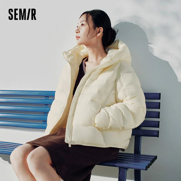 អាវក្រៅ Semir សម្រាប់នារី ៩០ភាគរយ ការពារទឹក មានក្រណាត់ មានក្រណាត់ ងាយស្រួលប្រើ ពាក់ប្រចាំថ្ងៃរដូវរងាថ្មីឆ្នាំ២០២៦