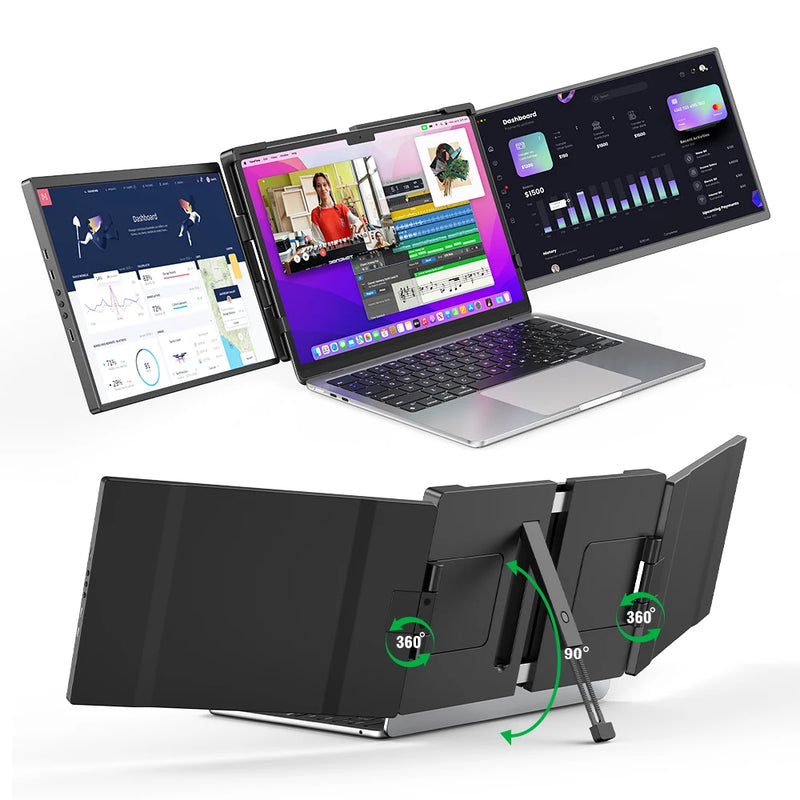 UPERFECT UStation Z 14 Tri Screen Laptop Monitor Extender Triple Display Portable Workstation For Dell Mac ASUS HP Plug & Play