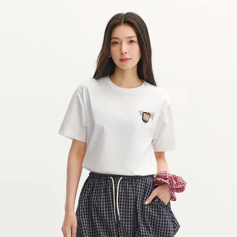 Semir Women Tshirt Cotton Embroidered Fashion Pattern Casual Versatile Top 2026 Summer Simple Style Daily Comfort Wear