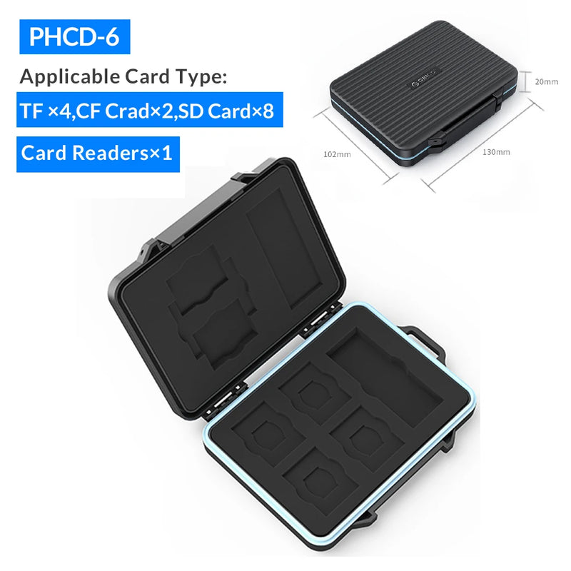 ORICO SD Memory Card Storage Case Micro SD Card Storage Holder Case Waterproof Soft Lining for HDD/CF/SD Card Holder Organizer
