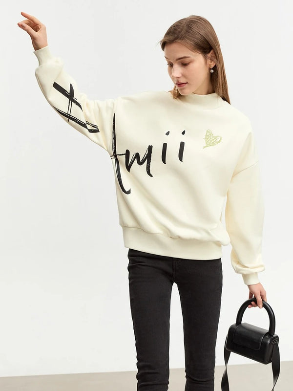 អាវយឺត AMII Minimalist សម្រាប់នារីរដូវរងាឆ្នាំ ២០២៥ អាវ Hoodies រលុងក្តៅបោះពុម្ពអក្សរកអាវពាក់កណ្តាលខ្ពស់ទាន់សម័យ 12424094