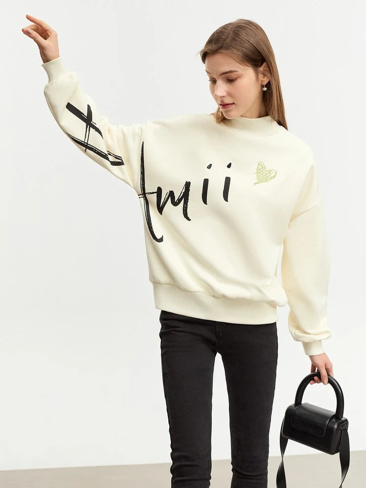 អាវយឺត AMII Minimalist សម្រាប់នារីរដូវរងាឆ្នាំ ២០២៥ អាវ Hoodies រលុងក្តៅបោះពុម្ពអក្សរកអាវពាក់កណ្តាលខ្ពស់ទាន់សម័យ 12424094