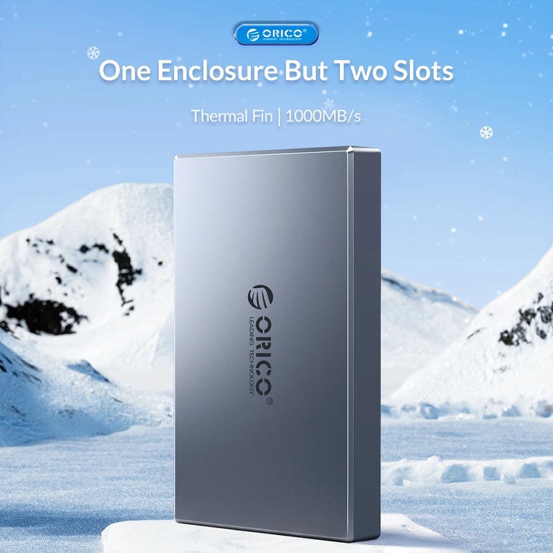 ORICO Aluminum Alloy Dual Bay Dual NVMe M2 SSD Case Support M.2 NVMe SSD Disk For M Key B&M Key SSD Tool Free Enclosure