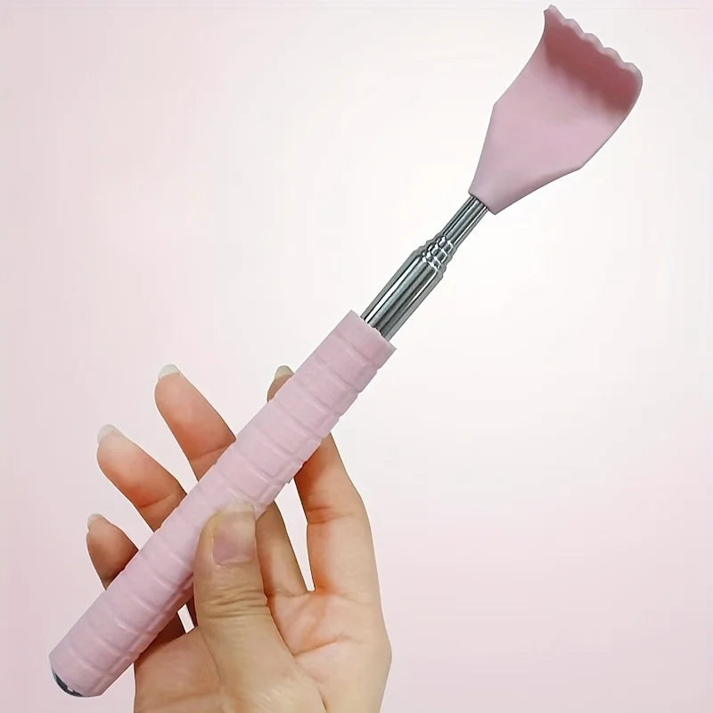 Extendable Back Scratcher, Stainless Steel Portable Telescopic Rubber Handle Back Scratchers，Portable Acupoint Massager scalable