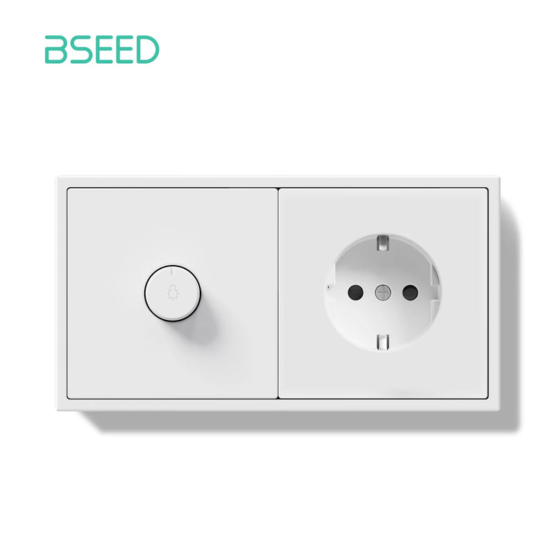 BSEED Light Dimmer Switch Rotary Knob Dimmer Switch Adjustable Brightness Controller Plastic Frame Button LED Bulb Dimmer Switch